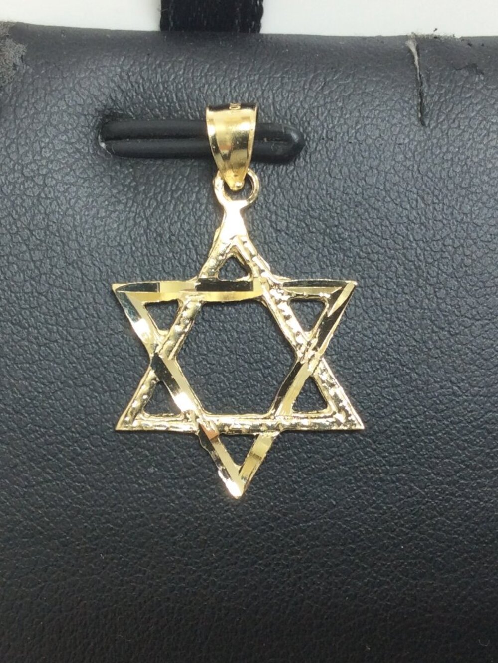 Mens Ladies 10k Yellow Real Gold Star of David Charm Pendant 1.40gr